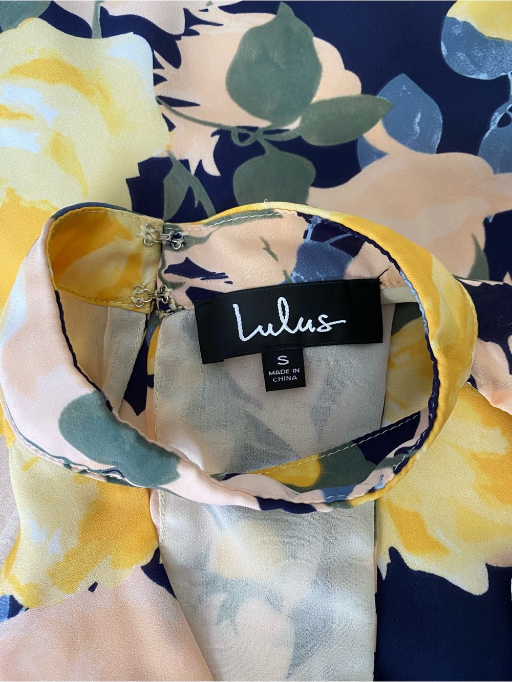 Lulu's Navy Floral Halter Mini Dress with Yellow Roses - Picture 6 of 7